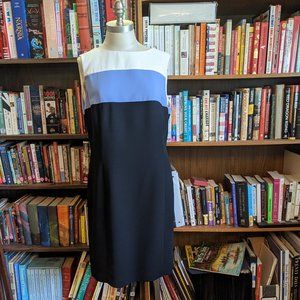 Jones NY White, Blue, & Black Striped Dress